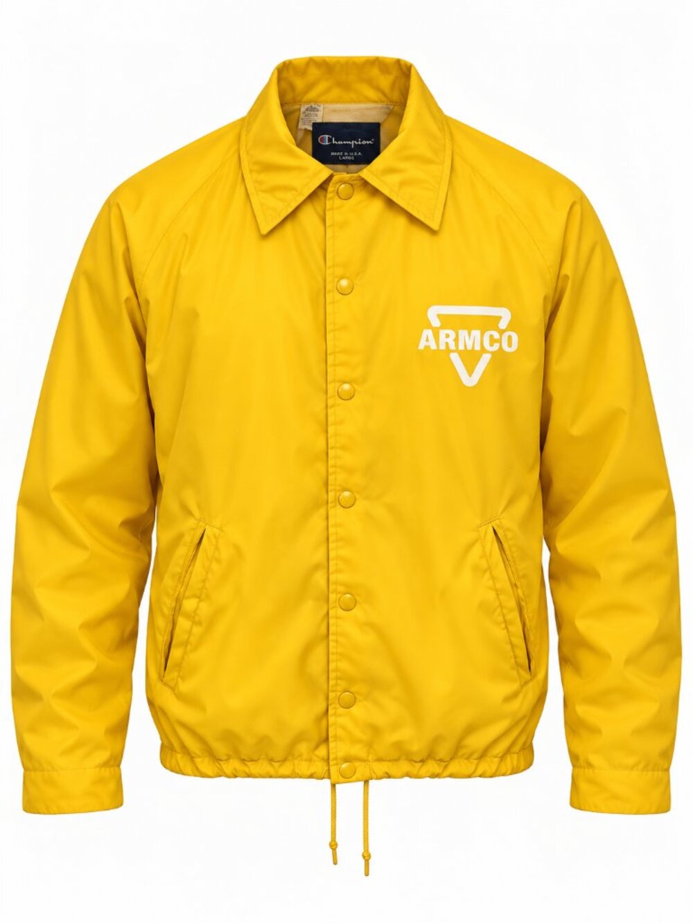 Vintage 1960s Champion B-1017 Trainer ARMCO Yellow Nylon Coach Jacket M